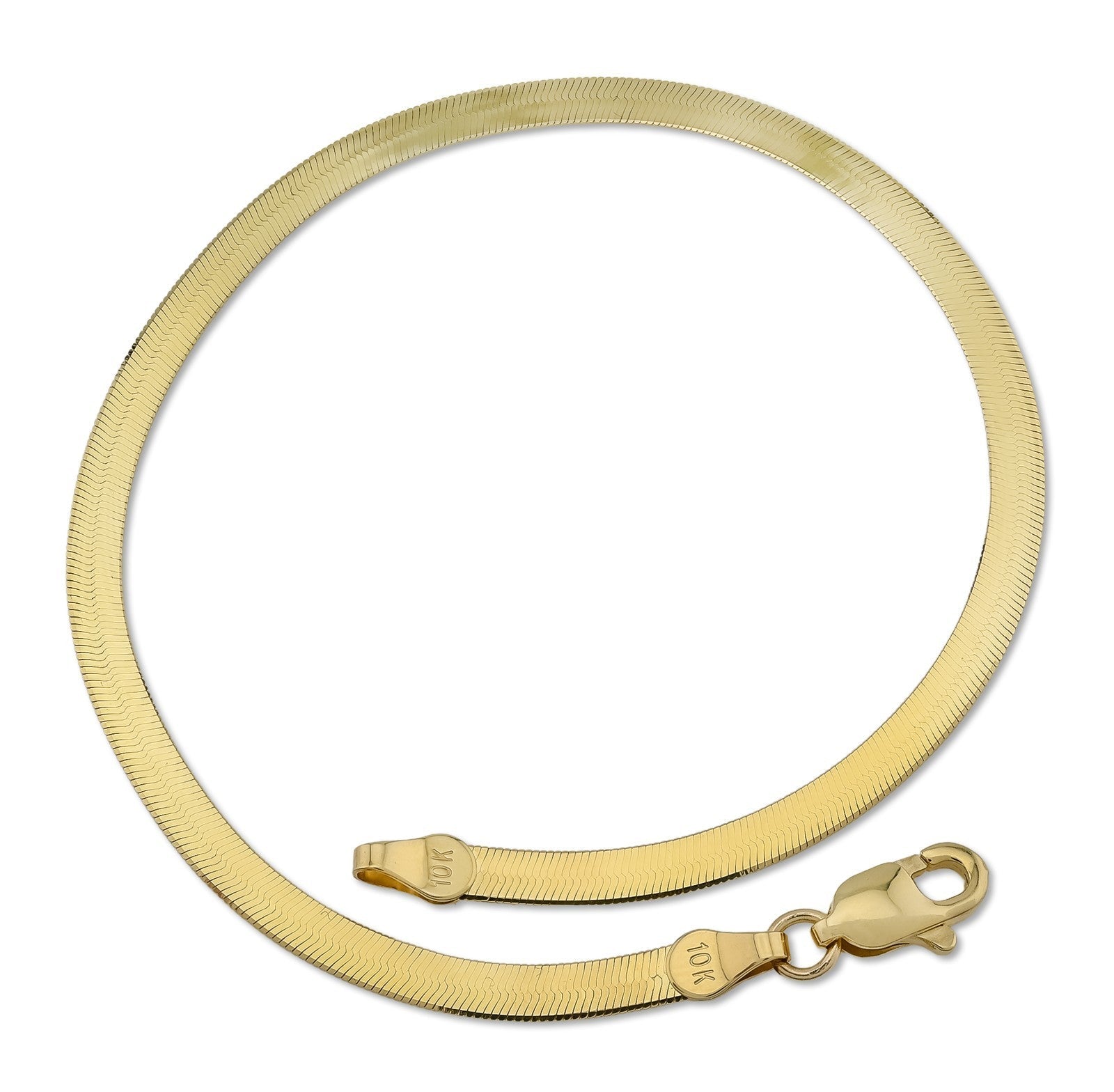 Unisex Adults 3MM Pure 10k Yellow Gold Herringbone Bracelet 7 Inch 1.8gms Armlet - Elite Jewelers - Bracelets