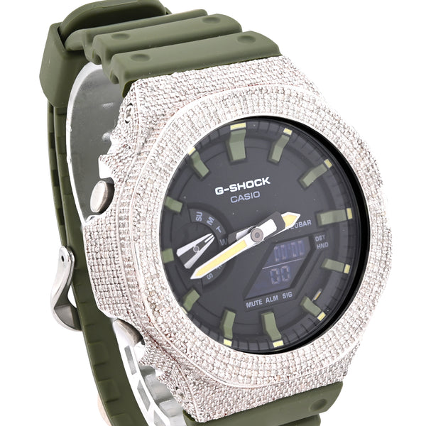 G-Shock 2100 5CT Natural Diamond Green Band Black Face Watch