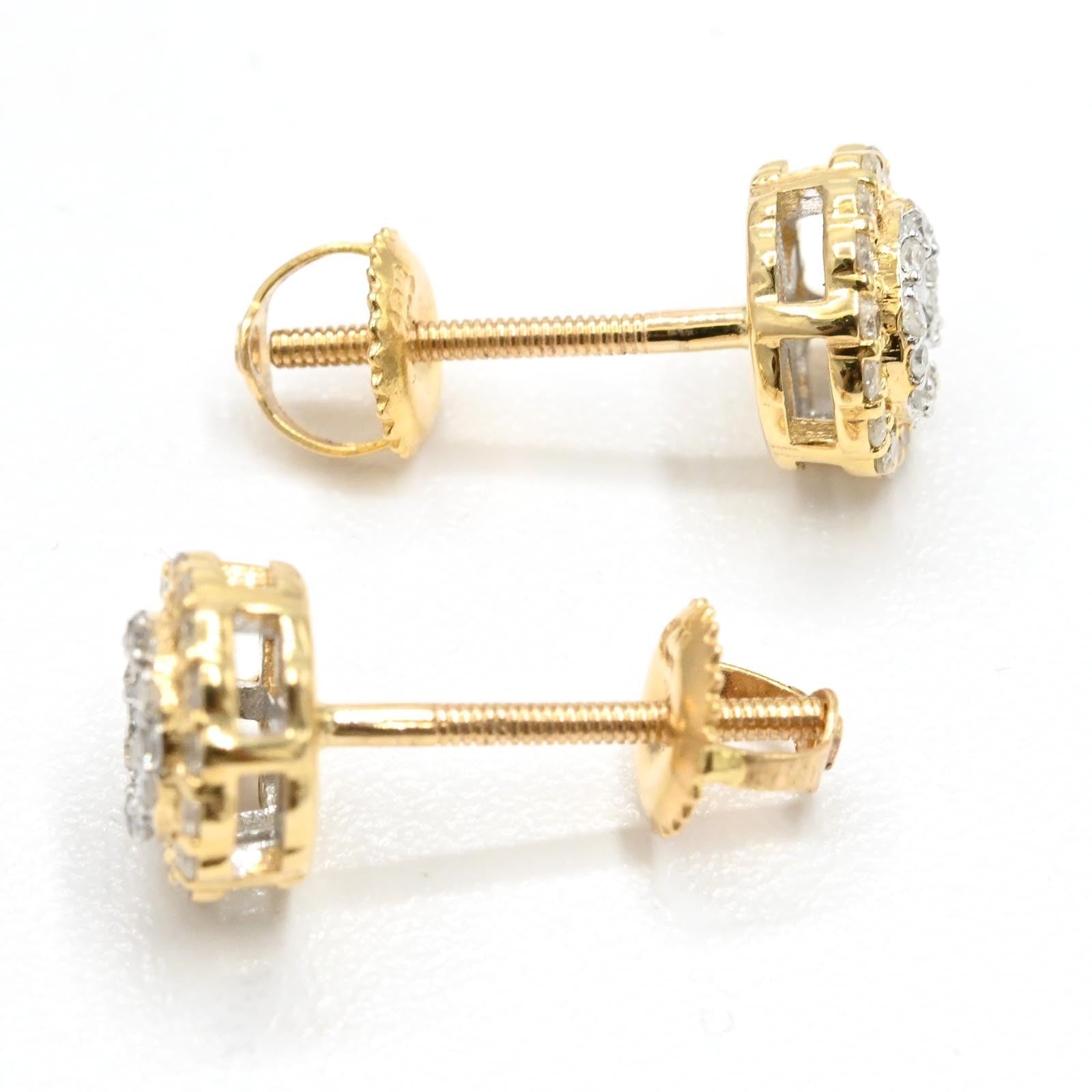 Women 10k Two Tone Gold 0.37CTW Natural Diamond 3D Baguette 3 Layer Stud Earring - Elite Jewelers - Earrings