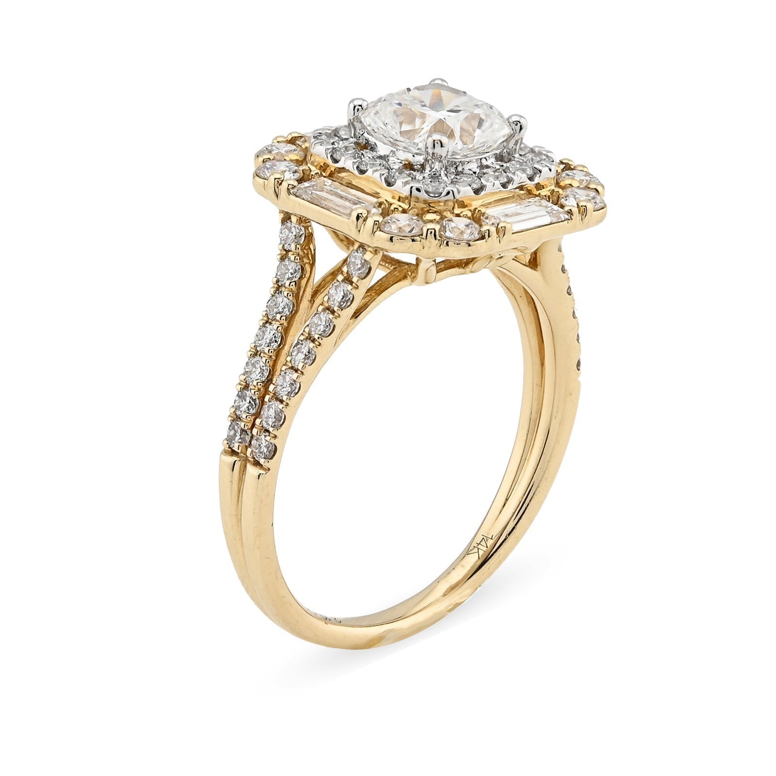 Women 14k Yellow Gold 2.19CTW Lab Diamond 4.3g Princess Cut Halo Engagement Ring - Elite Jewelers - Rings
