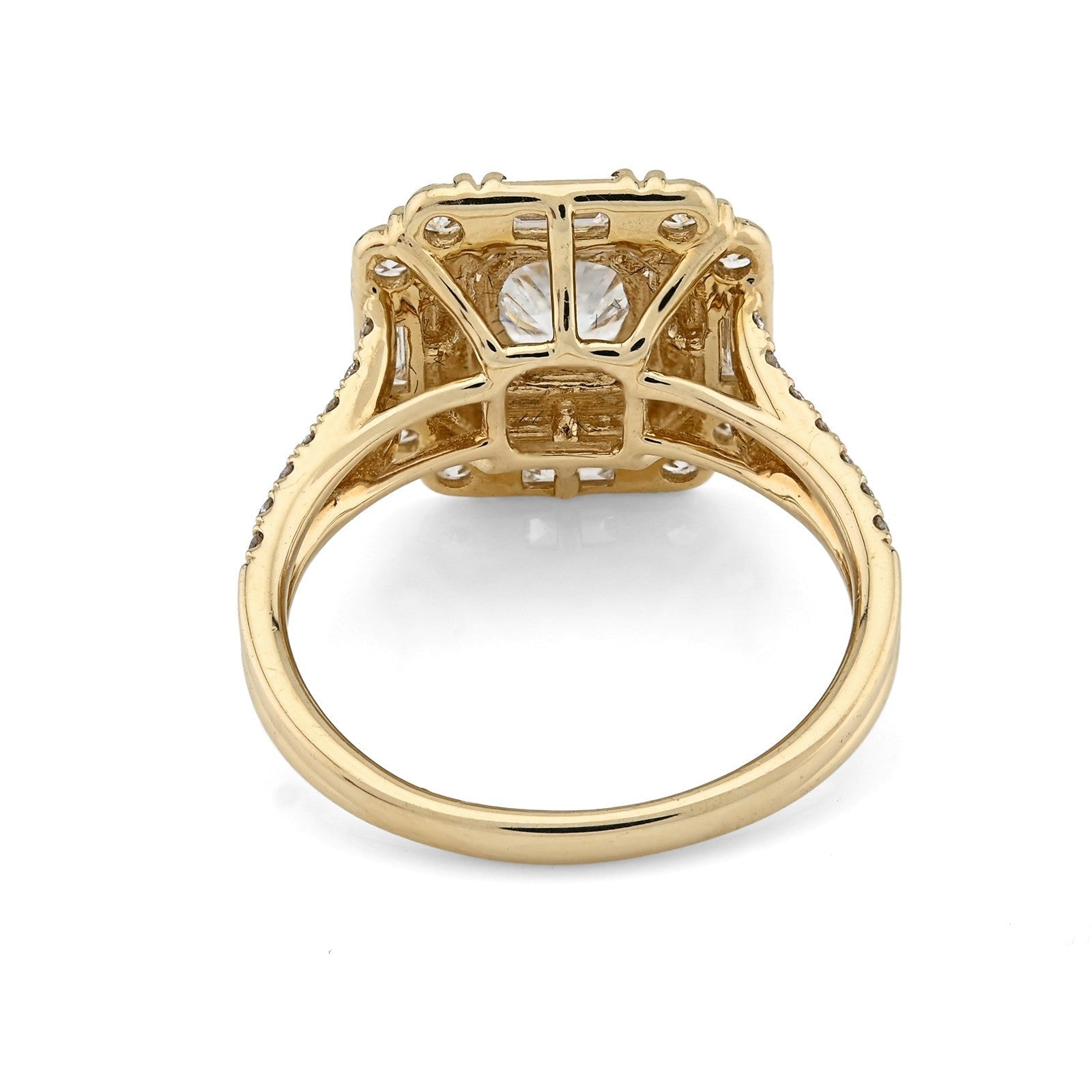 Women 14k Yellow Gold 2.19CTW Lab Diamond 4.3g Princess Cut Halo Engagement Ring - Elite Jewelers - Rings