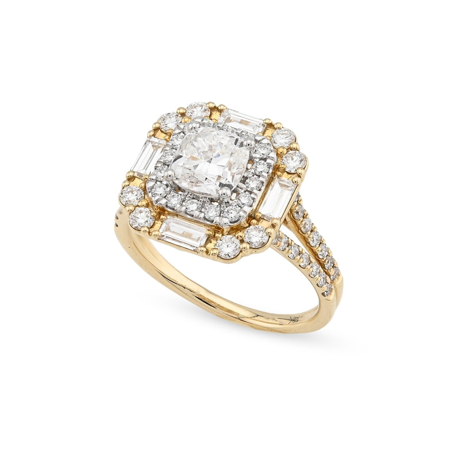 Women 14k Yellow Gold 2.19CTW Lab Diamond 4.3g Princess Cut Halo Engagement Ring - Elite Jewelers - Rings
