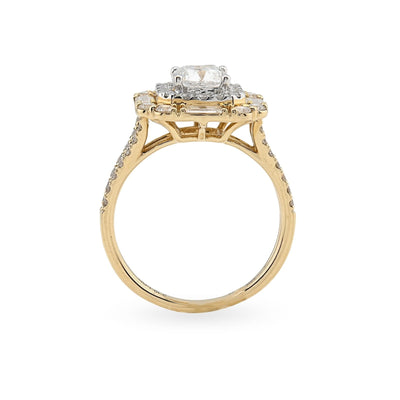 Women 14k Yellow Gold 2.19CTW Lab Diamond 4.3g Princess Cut Halo Engagement Ring - Elite Jewelers - Rings