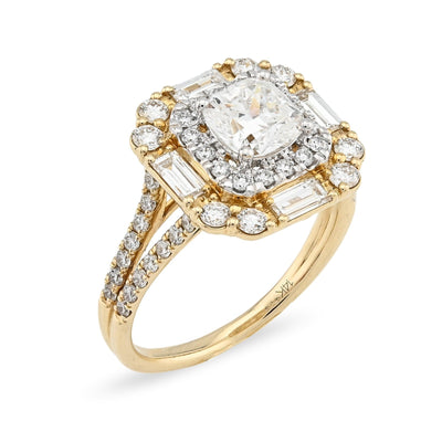 Women 14k Yellow Gold 2.19CTW Lab Diamond 4.3g Princess Cut Halo Engagement Ring - Elite Jewelers - Rings