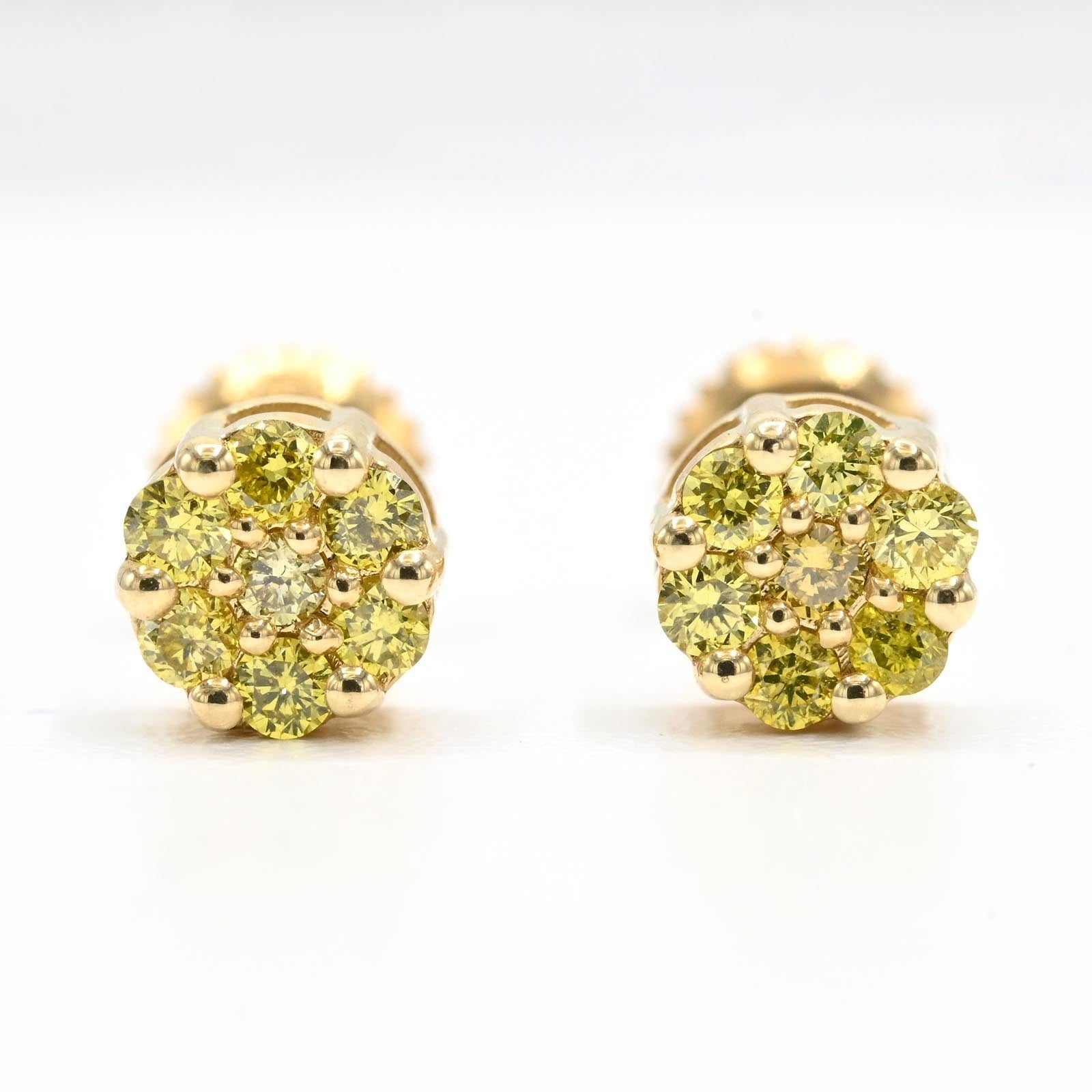Womens 10k Yellow Gold 0.25CTW Natural Diamond Citrine Round Stud Earring - Elite Jewelers - Earrings
