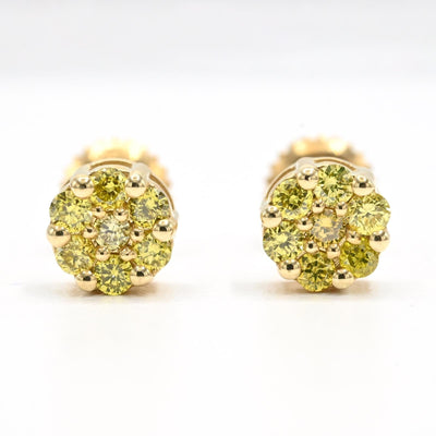 Womens 10k Yellow Gold 0.25CTW Natural Diamond Citrine Round Stud Earring - Elite Jewelers - Earrings