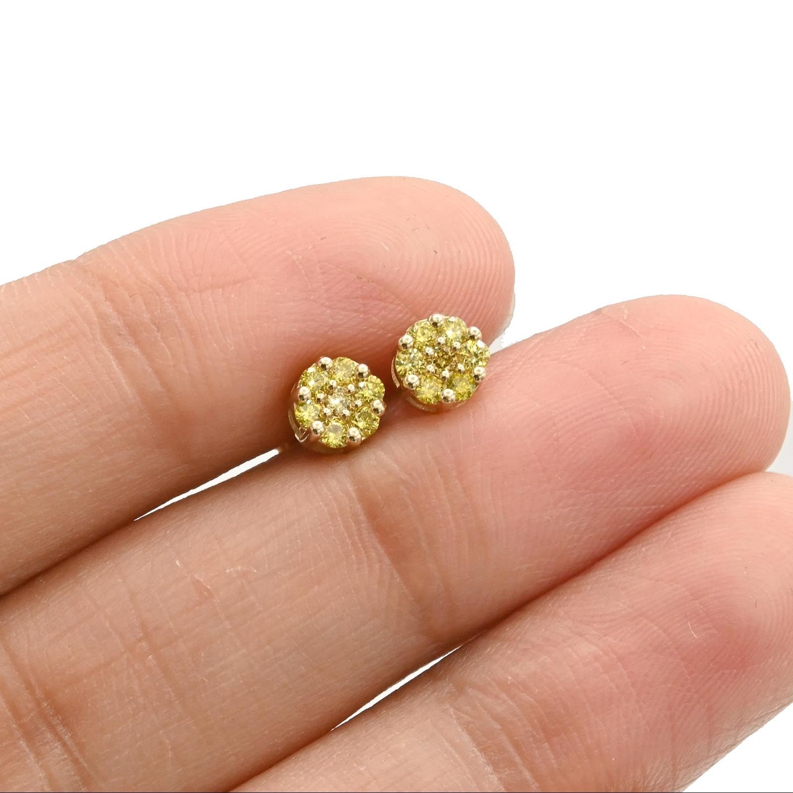 Womens 10k Yellow Gold 0.25CTW Natural Diamond Citrine Round Stud Earring - Elite Jewelers - Earrings