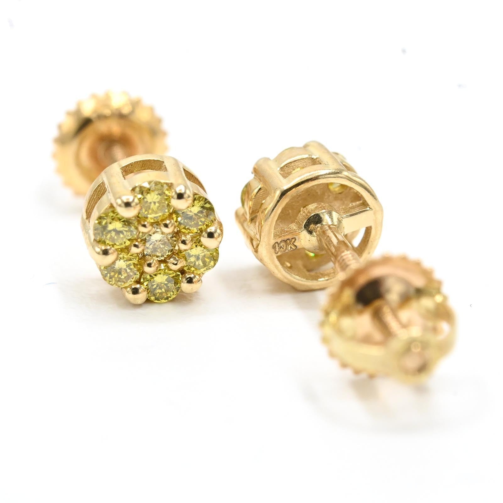 Womens 10k Yellow Gold 0.25CTW Natural Diamond Citrine Round Stud Earring - Elite Jewelers - Earrings