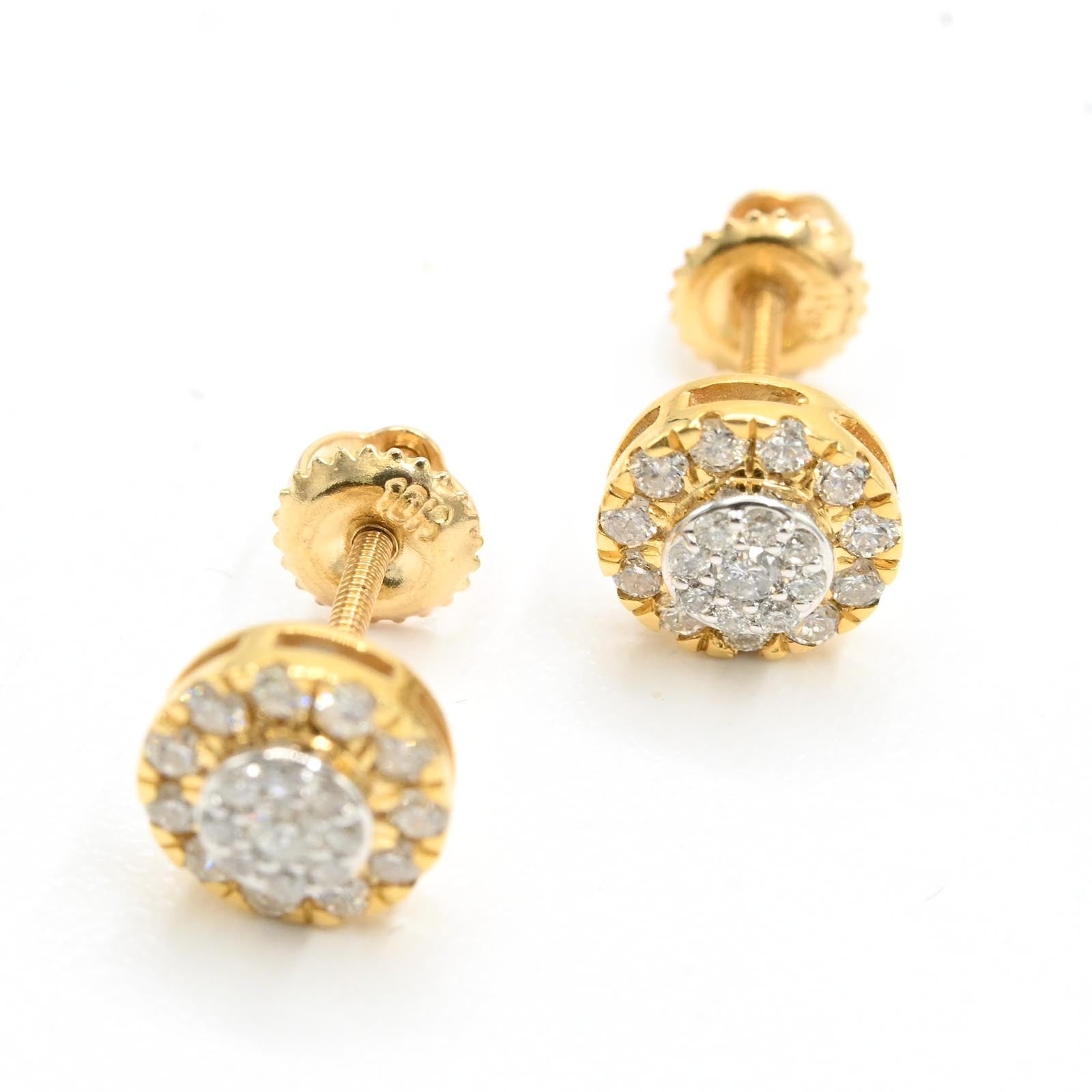 Womens 10k Yellow Gold 0.33CTW Natural Round Diamond 2 Layer Stud Earring - Elite Jewelers - Earrings