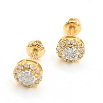 Womens 10k Yellow Gold 0.33CTW Natural Round Diamond 2 Layer Stud Earring - Elite Jewelers - Earrings