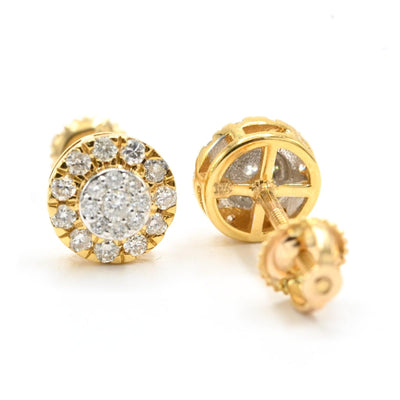 Womens 10k Yellow Gold 0.33CTW Natural Round Diamond 2 Layer Stud Earring - Elite Jewelers - Earrings