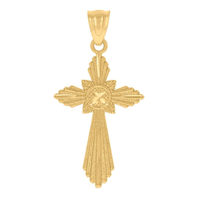 Womens 10k Yellow Gold Textured Cross Religious Charm 1gms Pendant - Elite Jewelers - Charms & Pendants