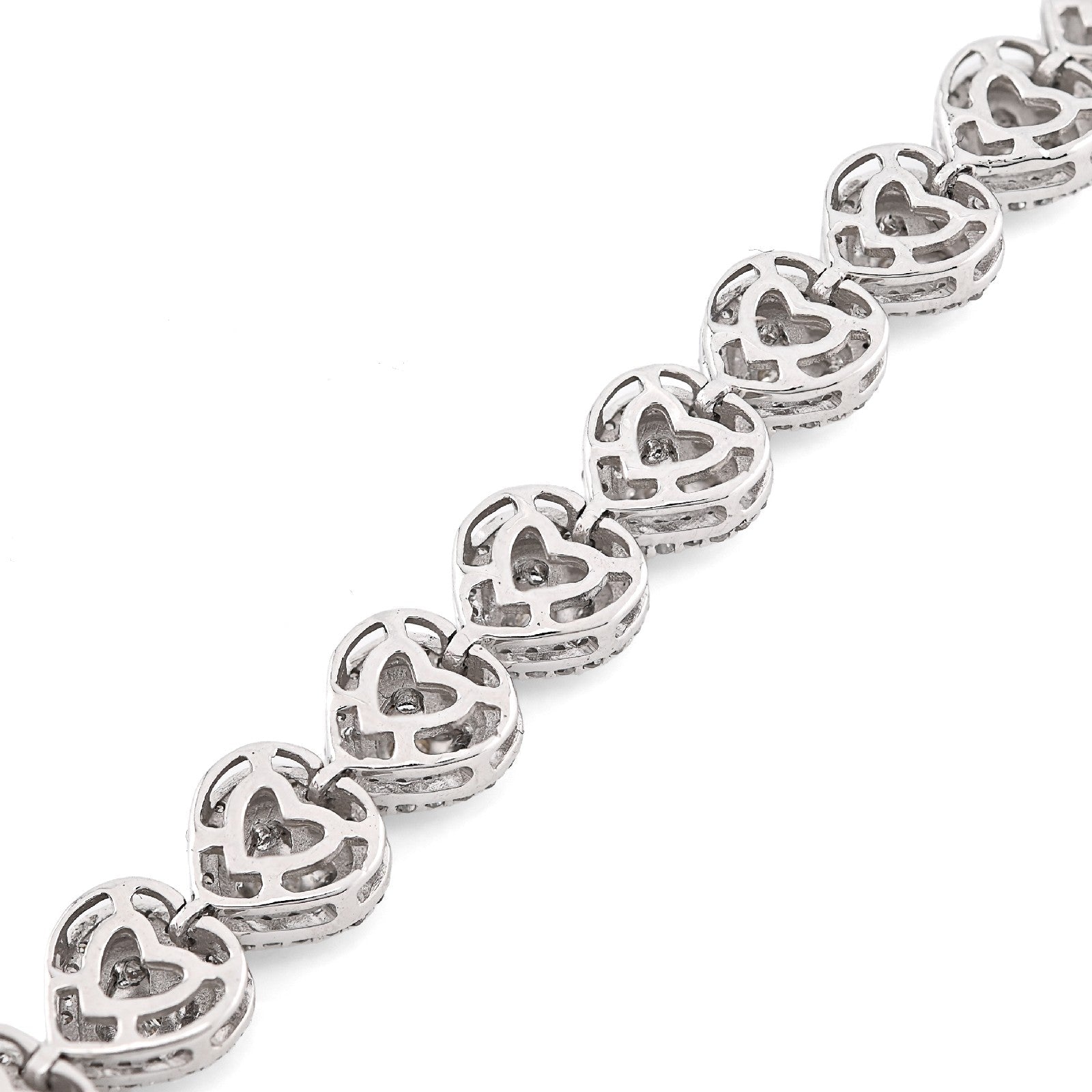 Womens 7MM 10k White Gold 13.6gms 2.1CTW Natural Heart Tennis Diamond Bracelet - Elite Jewelers - Bracelets