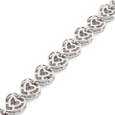 Womens 7MM 10k White Gold 13.6gms 2.1CTW Natural Heart Tennis Diamond Bracelet - Elite Jewelers - Bracelets