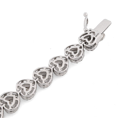Womens 7MM 10k White Gold 13.6gms 2.1CTW Natural Heart Tennis Diamond Bracelet - Elite Jewelers - Bracelets