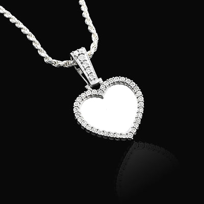 Womens 925 Silver 5.1g 0.3CTW Natural Diamond Heart Shaped Picture Pendant Charm - Elite Jewelers - Charms & Pendants