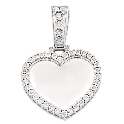 Womens 925 Silver 5.1g 0.3CTW Natural Diamond Heart Shaped Picture Pendant Charm - Elite Jewelers - Charms & Pendants