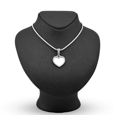 Womens 925 Silver 5.1g 0.3CTW Natural Diamond Heart Shaped Picture Pendant Charm - Elite Jewelers - Charms & Pendants