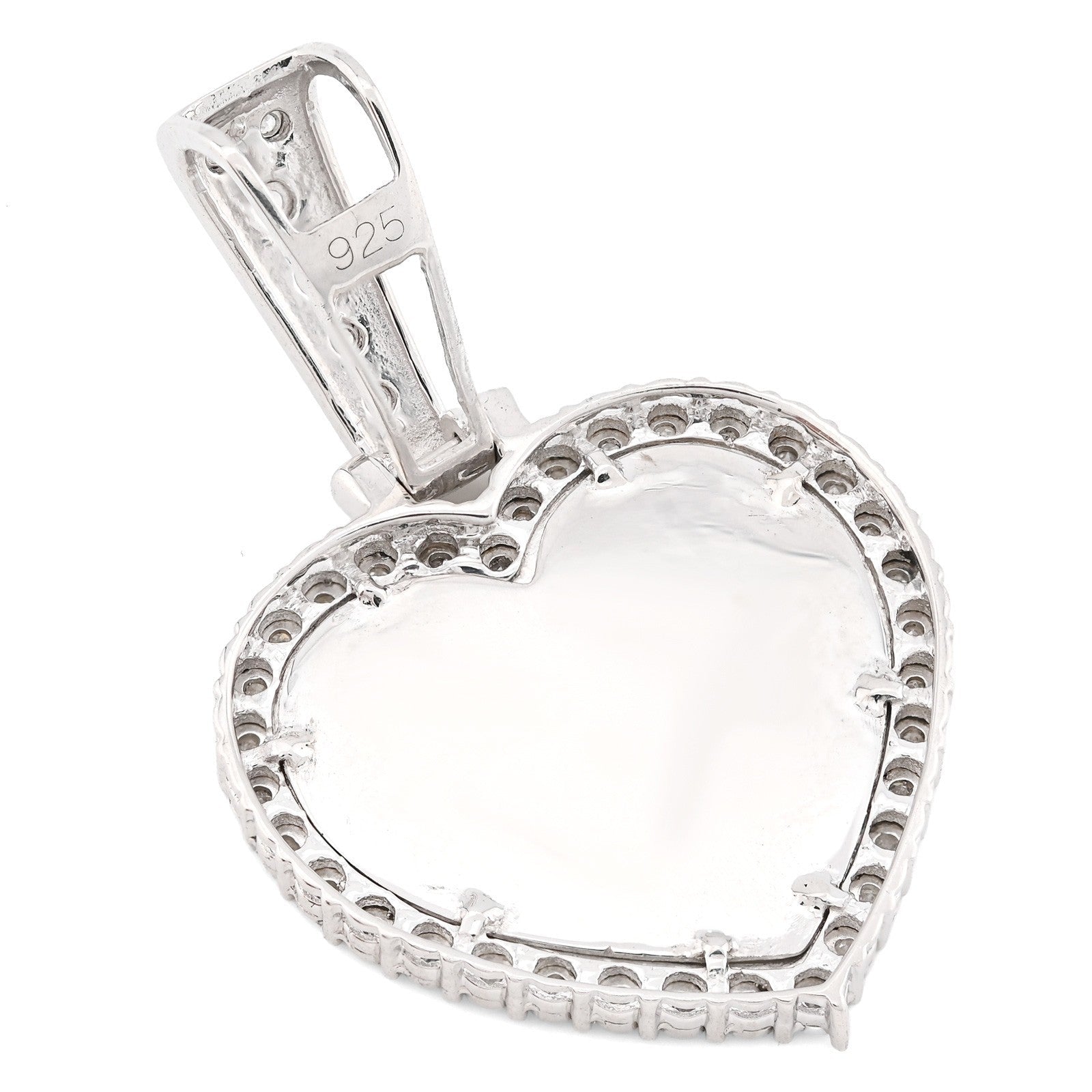 Womens 925 Silver 5.1g 0.3CTW Natural Diamond Heart Shaped Picture Pendant Charm - Elite Jewelers - Charms & Pendants